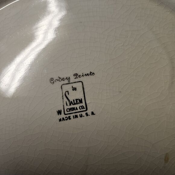 Vintage GODEY PRINTS Salem China Victorian SERVING PLATTER Plate 12x9.5 - Picture 7 of 7